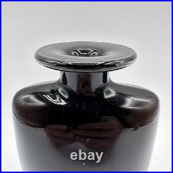 Kosta Boda Black Art Glass 5.5 Vase Swung Shoulder Vintage Kjell Engman Amethys