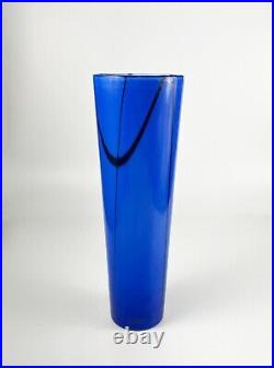 Kosta Boda Blue Black Woodlands Tall Glass Vase Anna Ehrner 40062