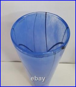 Kosta Boda Blue Black Woodlands Tall Glass Vase Anna Ehrner 40062 Signed 12