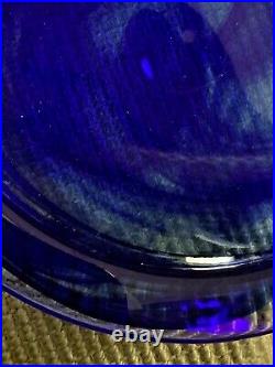 Kosta Boda Blue Bowl 12 in Glass Crystal large heavy vase white Anna Ehrner