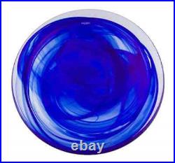 Kosta Boda Blue Bowl 12 in Glass Crystal large heavy vase white Anna Ehrner gyuh