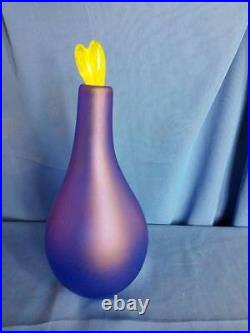 Kosta Boda Bottle Naturalis Blue With Yellow Cap 26 Cm G Sahlin