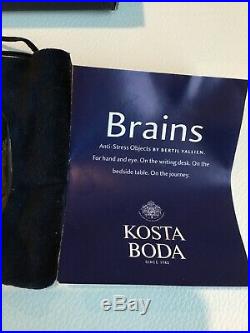 Kosta Boda Brains Glass Art Anti Stress Bertil Vallien Box, Pouch and Brochure