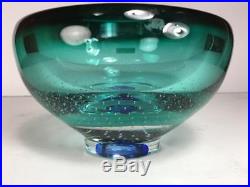 Kosta Boda By G. Warff Art Glass Bowl Controlled Bubble Signed & Numbered