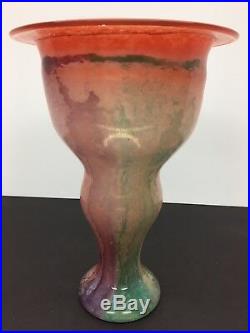 Kosta Boda Can- Can Vase Signed By Kjell Engman Purple Green Mint Green