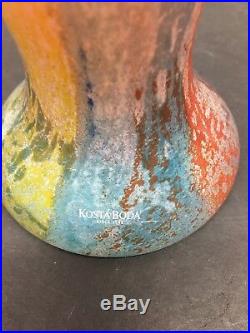 Kosta Boda Can- Can Vase Signed By Kjell Engman Purple Green Mint Green