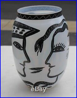 Kosta Boda Caramba Glass Vase Sculpture Ulrica Hydman Vallien Hand Painted Egypt