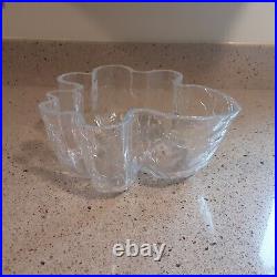 Kosta Boda Crackle Clear Bowl Signed Asa Jungnelius