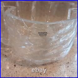 Kosta Boda Crackle Clear Bowl Signed Asa Jungnelius