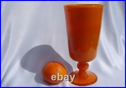 Kosta Boda Erik Hoglund Art Glass Crystal Signed Orange Vase Goblet Sweden