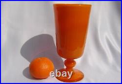 Kosta Boda Erik Hoglund Art Glass Crystal Signed Orange Vase Goblet Sweden