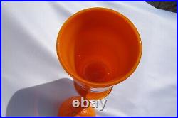 Kosta Boda Erik Hoglund Art Glass Crystal Signed Orange Vase Goblet Sweden