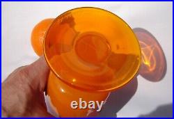 Kosta Boda Erik Hoglund Art Glass Crystal Signed Orange Vase Goblet Sweden