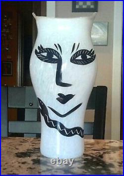 Kosta Boda Extremely Rare Large 14 White Open Minds Glass Vase Art Work Mint