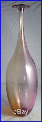 Kosta Boda Fidji 14 1/2 Art Glass Bottle Vase Signed Kjell Engman #48839 EXC