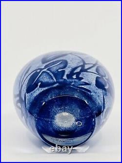 Kosta Boda Floating Flowers Vase O Brozen Signed 7-40-322 Blue