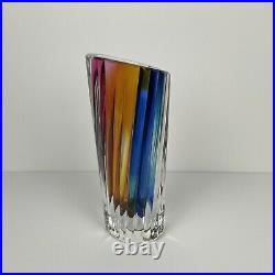 Kosta Boda Fluted Rainbow Crystal Vase Signed by Goran Warff 10