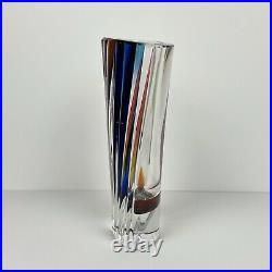 Kosta Boda Fluted Rainbow Crystal Vase Signed by Goran Warff 10