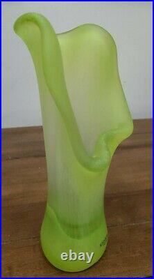 Kosta Boda Funghi Art Glass Vase Green 8.25 Signed Ulrica HV 40117