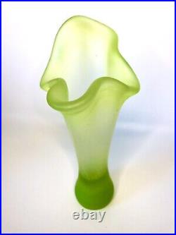 Kosta Boda Fungi Neon Green Wave Vintage Vase
