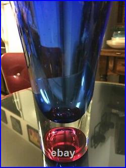 Kosta Boda GORAN WARFF ARTIST'S CHOICE Blue Vase Signed Glass ZOOM Serries