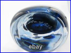 Kosta Boda Glass Art Vase in Blue Signed Vicke Lindstrand 1826 Sommerso 6.5