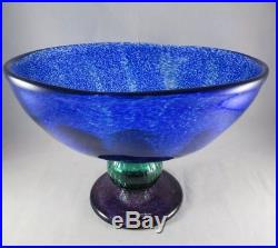Kosta Boda Glass Footed Centerpiece Bowl Gunnel Sahlin Blue Green Violet