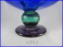 Kosta Boda Glass Footed Centerpiece Bowl Gunnel Sahlin Blue Green Violet