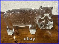Kosta Boda Glass Hippo Sculpture Zoo Series by Bertil Vallien