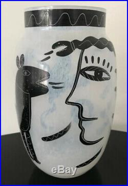 Kosta Boda Glass Painted Vase Caramba Ulrica Hydman-Valliens 8.25 Mint