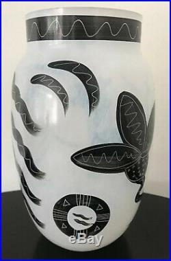 Kosta Boda Glass Painted Vase Caramba Ulrica Hydman-Valliens 8.25 Mint