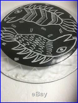 Kosta Boda Glass Platter Fish Design by Ulrica Hydman Vallien signed