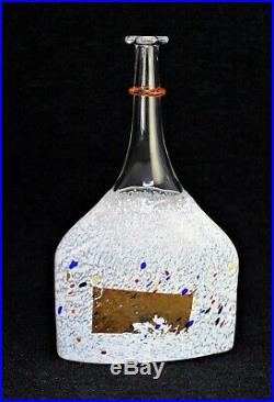 Kosta Boda Glass Satellite Bottle Bertil Vallien Vase Signed 12.25 Tall