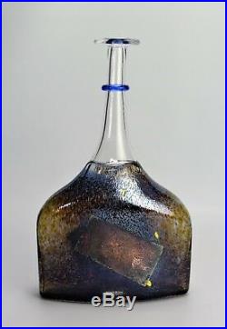 Kosta Boda Glass Satellite Bottle Bertil Vallien Vase Signed 12 Tall