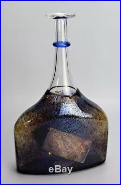 Kosta Boda Glass Satellite Bottle Bertil Vallien Vase Signed 12 Tall