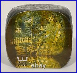 Kosta Boda Glass Sculpture Paperweight Goran Warff Lapland Petroglyph Signed MCM