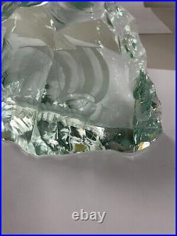 Kosta Boda Glass Sculpture Viking Ship Vickie Lindstrand Signed 4.5x7x2.5