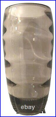 Kosta Boda Glass Vase Art Deco Art Glass Large Ridged Glass Vase