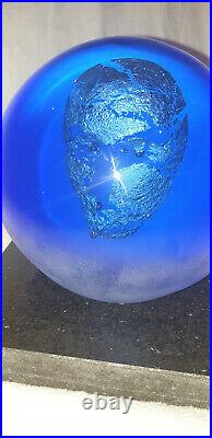 Kosta Boda Glass and Stone Sculpture, Bertil Vallien, Headman, Blue