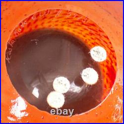 Kosta Boda Goran Warff Art Glass Crystal Orange Speckled 8 1/2 Bowl