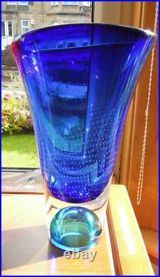 Kosta Boda Goran Warff Blue Vase Signed Numbered