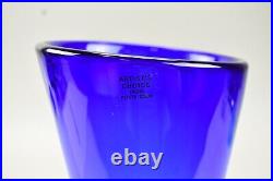Kosta Boda Goran Warff Crystal Vase Blue Bubbles Signed & Numbered Artists Choic
