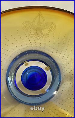 Kosta Boda Goran Warff Honey Amber Cobalt Vision Art Glass Bowl BSA Presented