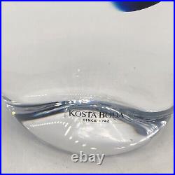 Kosta Boda Goran Warff Signed Clear and Blue Art Glass Vase Sweden