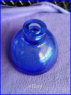 Kosta Boda Goran Warff Signed Cobalt Blue Glass Bowl, Controlled Bubbles
