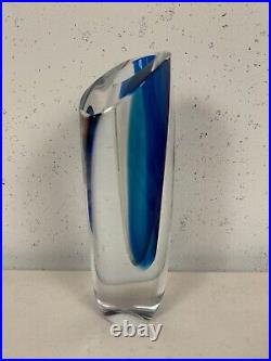 Kosta Boda Goran Warff Signed Seaside Blue & Clear Vase 49808