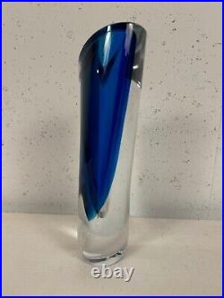 Kosta Boda Goran Warff Signed Seaside Blue & Clear Vase 49808