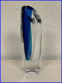 Kosta Boda Goran Warff Signed Seaside Blue & Clear Vase 49808