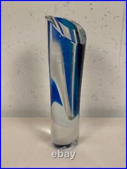 Kosta Boda Goran Warff Signed Seaside Blue & Clear Vase 49808