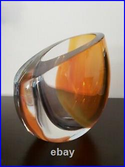 Kosta Boda Goran Warff Signed and Numbered 40200 Art Glass Amber Mirage Vase